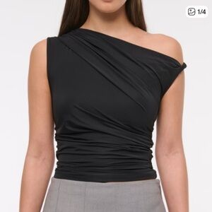 NWT- Abercrombie & Fitch Black Draped Twist Top - MEDIUM